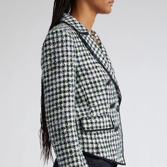 Veronica Beard Diego Metallic Check Cotton Blend Tweed Dickey Jacket - Picture 9 of 11